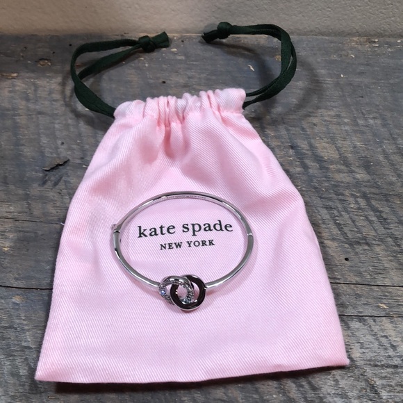Kate Spade Rhinestone accent silver tone hinge bangle bracelet - Picture 1 of 9